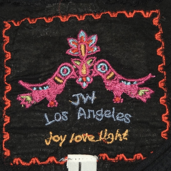 Johnny Was Black and White Embroidered Long Sleeve Top - Picture 5 of 6